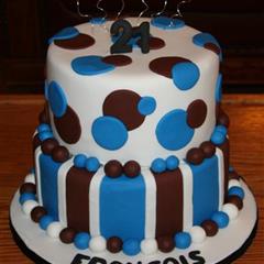 Blue & Brown 21st Cake