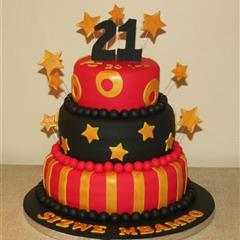 Red & Gold 21st Cake
