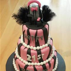 21st Pink & Black Zebra Cake
