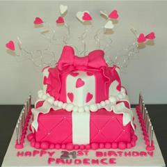 21st Pink Present Cake