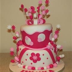 21st Topsy Turvy Pink Cake