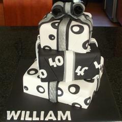 Black & White Present 40th Cake