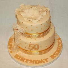 Cream & Gold Flower Cake