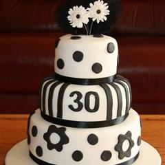 30th Black & White Cake