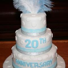 Baby Blue & White 20th Anniversary Cake