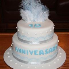Baby Blue & White 10th Anniversary Cake