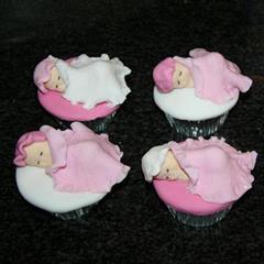 Sleepy Pink Baby Christening Cupcakes 