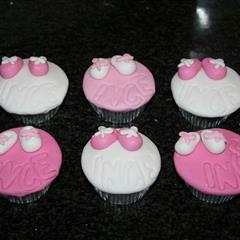 Pink & White Booty Christening Cupcakes 