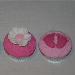 Pink Feet Christening Cupcakes 