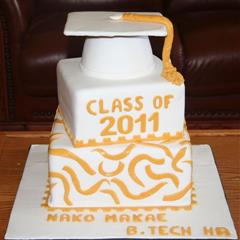 White & Gold Graduation Cake