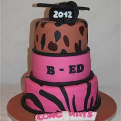 Animal Print Graduation Cake