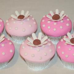 Pink Daisy Christening Cupcakes 