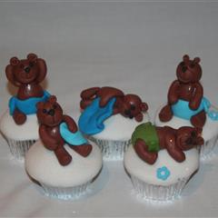 Teddy Bear Christening Cupcakes 